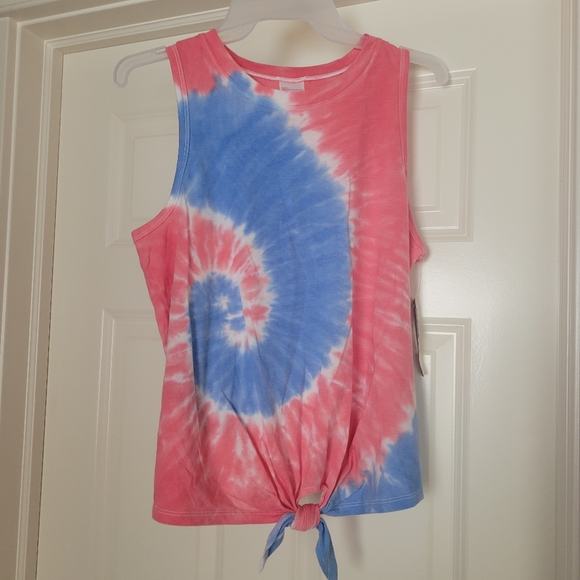 Womens Size Large No Boundaries Nobo Red White Blue Tie Dye Tank Top - Picture 1 of 2